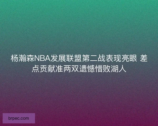 杨瀚森NBA发展联盟第二战表现亮眼 差点贡献准两双遗憾惜败湖人